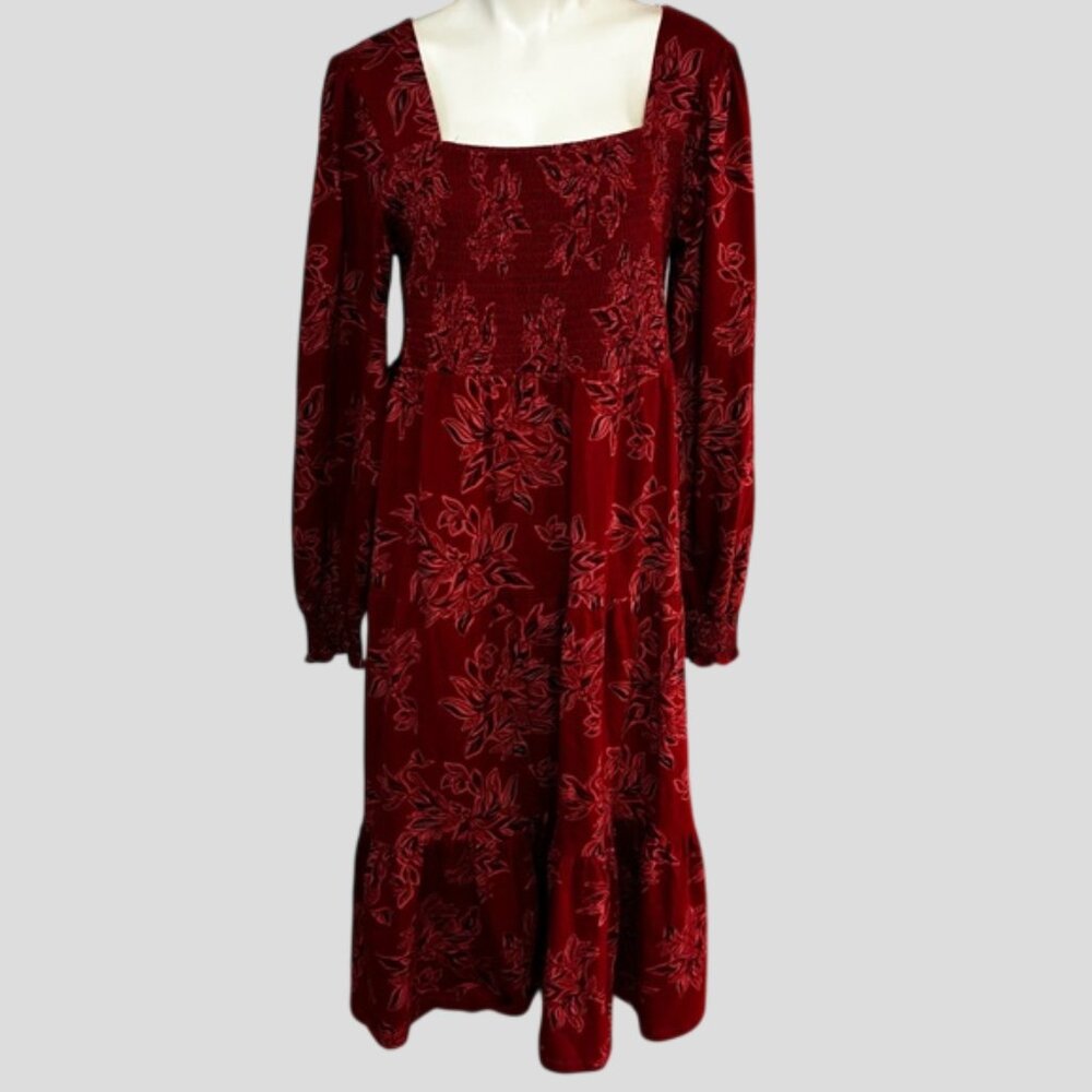 Mexx Multi Floral Textured Peasant Tiered Maxi Dress